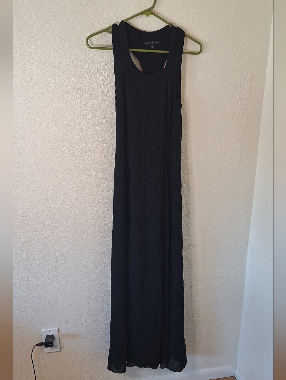 Banana Republic 100% Silk Racerback Maxi Dress Black Small